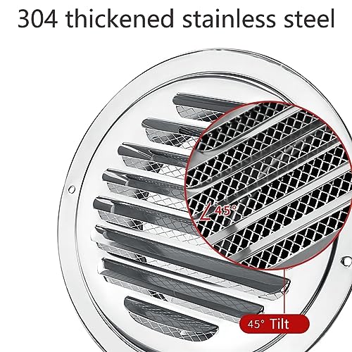 Qrity 304 Stainless Steel Round Ventilation Grill Screen Hood 200mm, Round Extractor Fan Vent Cover Grille Louvre - Image 4