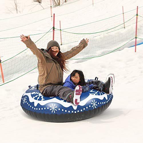 sanyi Snow Tube 41\'\' Heavy Duty Inflatable Snow Sled 6mm Thickness Material for Highly Tolerant Abrasion Great for Kids and Adults Ideal for Winter Fun