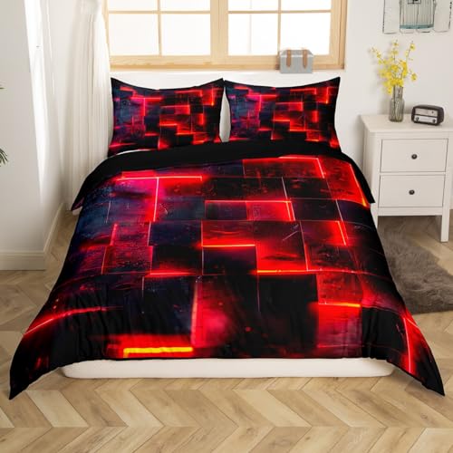 Red and Black Bed Set 3D Glowing Buffalo Duvet Cover Super King Size - Image 2