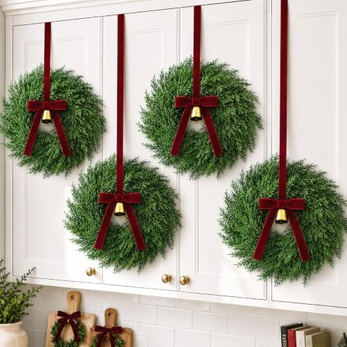 Christmas Decorations, Mini Christmas Wreaths for Cabinets with B...