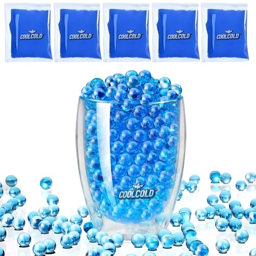 Image of COOLCOLD Gel Blaster Refill Ammo - 50,000 Rounds of 7-8mm Non-Toxic Water Beads for Gel Guns - Safe for Adults 15+ - Transparent Blue Gel Bullets - Pack of 5 - Also Ideal as Home Decor Vase (Blue)
