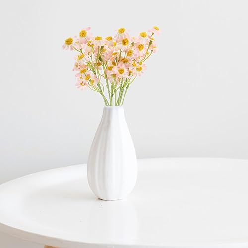 Miniatura 5 de HOMSFOU Decoración de mesa de comedor, 1 ramo de margaritas artificiales de manzanilla, flores de margarita falsas, tallos de flores de manzanilla