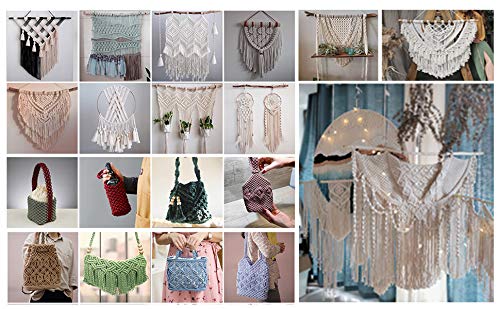 Image of 3mm 110Yards Natural Macrame Cotton Cord Thread With Wooden Beads, Rings, Sticks for Knitting Crafts, Wall Hanging, Plant Hangers, Handicrafts, Home Decoration, Handmade DIY