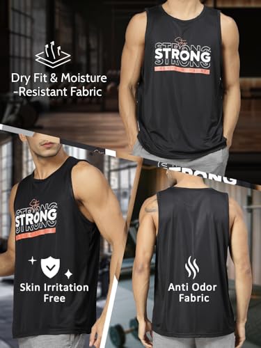 Image of CHKOKKO Tank Tops Sleeveless T-Shirt for Men Dry Fit Vest Gym Wear Graphic Printed Stylish Round Neck Running Sando for Sports Workout Fitness & Casual or Beach Wear