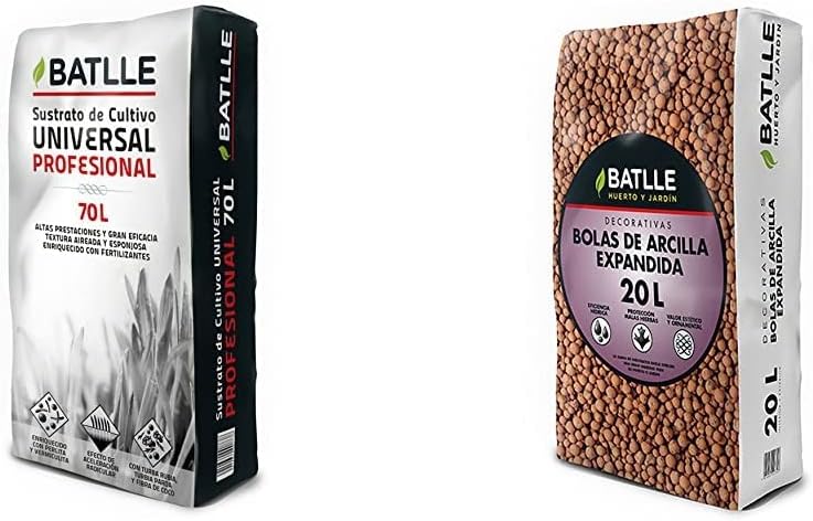 Semillas BatlleSustratos - Sustrato Universal Profesional 70L. - Batlle + Battle - Sustrato Bolas Arcilla Expandida 20L. -