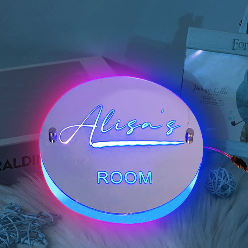 Luce LED A Specchio Con Nome Personalizzato, 12 Colori Con Telecomando, Decorazione Da Parete Per Camera Da Letto, Regalo Originale - 2