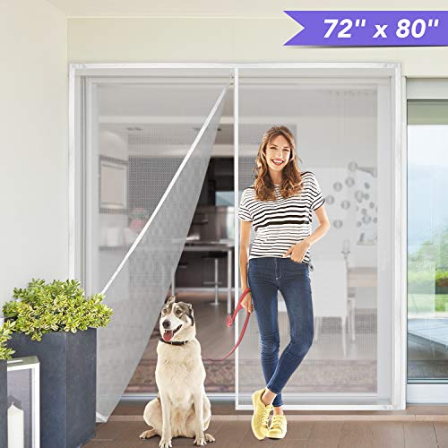 Titan Mall 72x80" Upgraded Magnetic Screen Door with Durable Fiberglass Mesh Curtain Fits