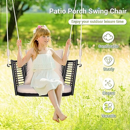 Image of Tangkula 2 Pack Outdoor Hanging Porch Swing with Cushions, Single Person