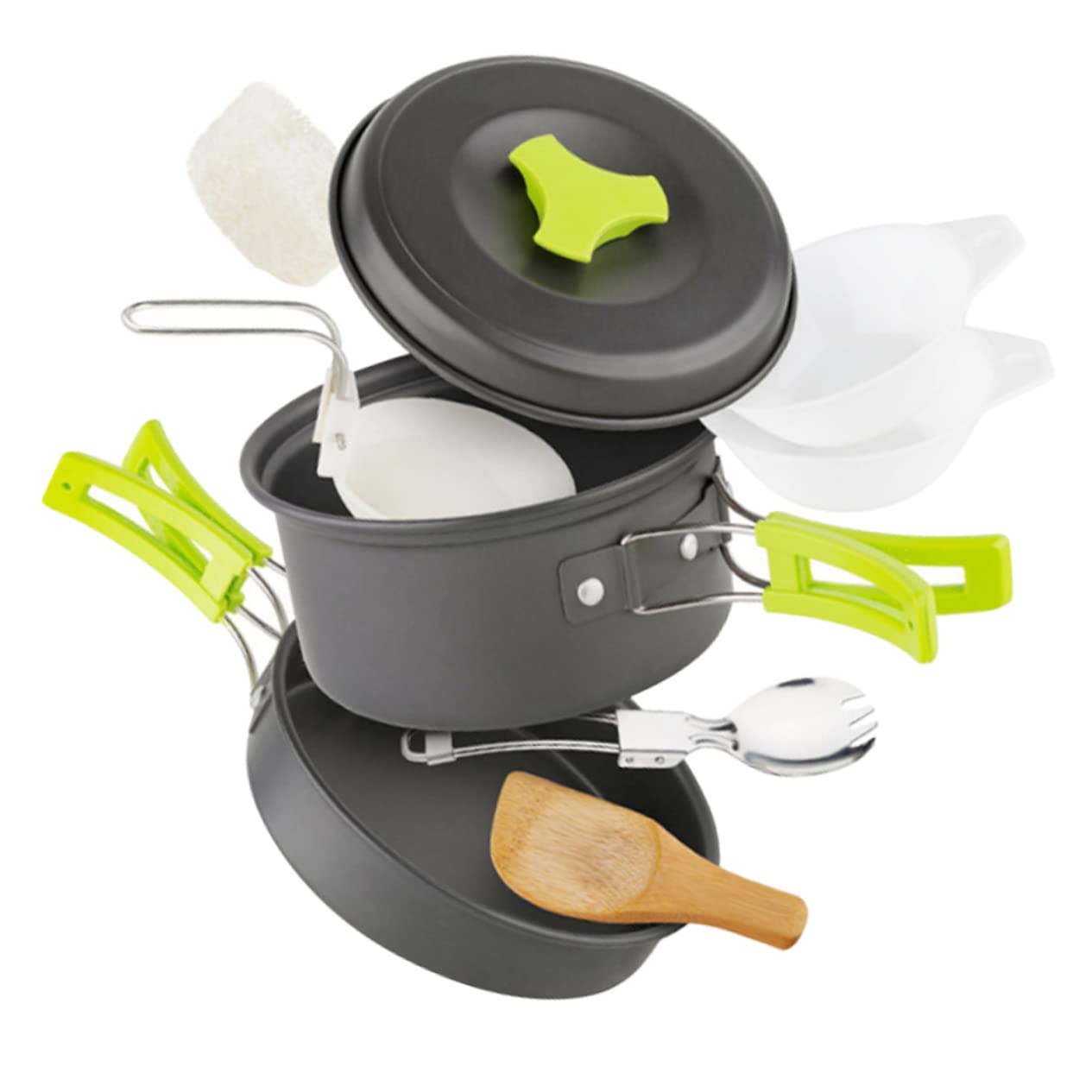 SUPVOX 1Set Outdoor Camping Cookware for Persons Portable Pots with Handles Includes Camping Cooking Utensils for Hiking and Outdoor Adventures