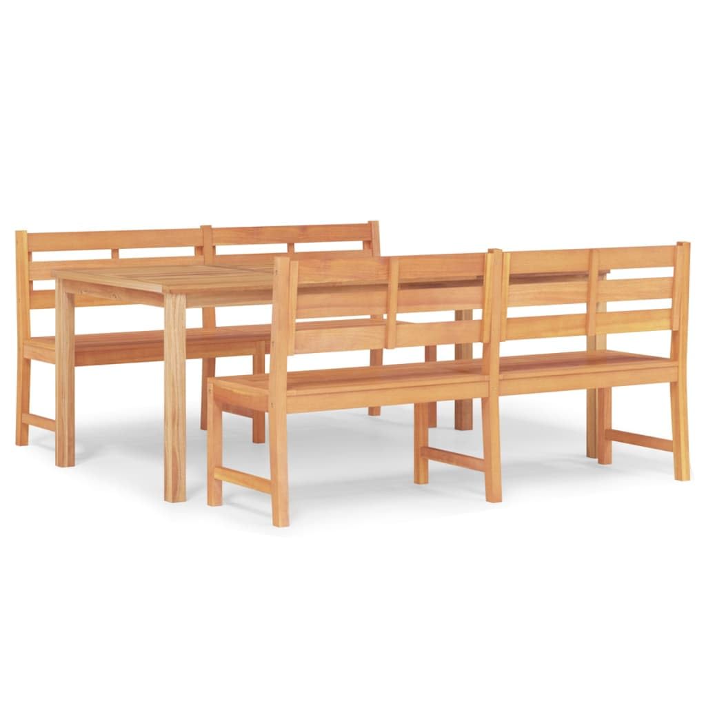 Juego de muebles de jardín de madera de teca maciza de 3 piezas con tablero estable y propiedades repelentes al agua para exteriores