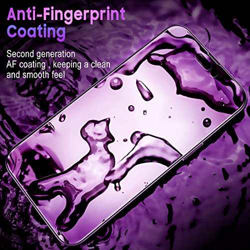 Image of Uyiton SHILD Privacy Screen Protector for iPhone 14 Pro Max-Anti-Spy, Anti-Blue Light, HD Full Coverage Tempered Glass with Frame, Purple