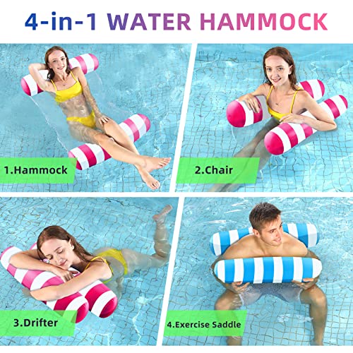 2 Pack Pool Floats For Adults, Pool Lounger Swimming Pool Raft Floating Chair, Fun Mermaid, Pong Float, 4 In 1 Hammock Style… #TOP1