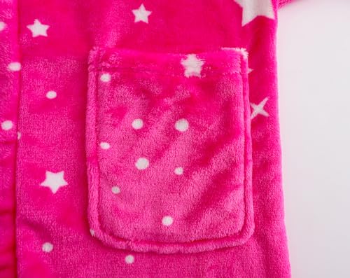 Image of Kids Hooded Bathrobe Girls Soft Plush Hooded Flannel Pajamas Sleepwear Boys Spa Robe