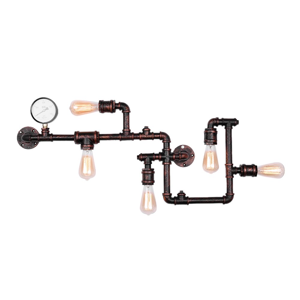 OYIPRO Industrial Wall Light Retro 5-Light Wall Sconce Water Pip Lamp E27 Socket Home Bar Restaurant Cafe Study Lobby Decoration [Energy Class A++]