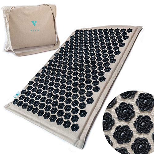 Acupressure Massage Mat for Back Pain Relief - Black Spikes Organic Eco-Friendly Linen