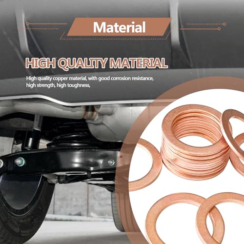 Image of KEVWR 15 Pcs Oil Drain Plug Gasket 14mm Copper Crush Washer Seals Compatible with Mercedes Benz OEM #007603-014106