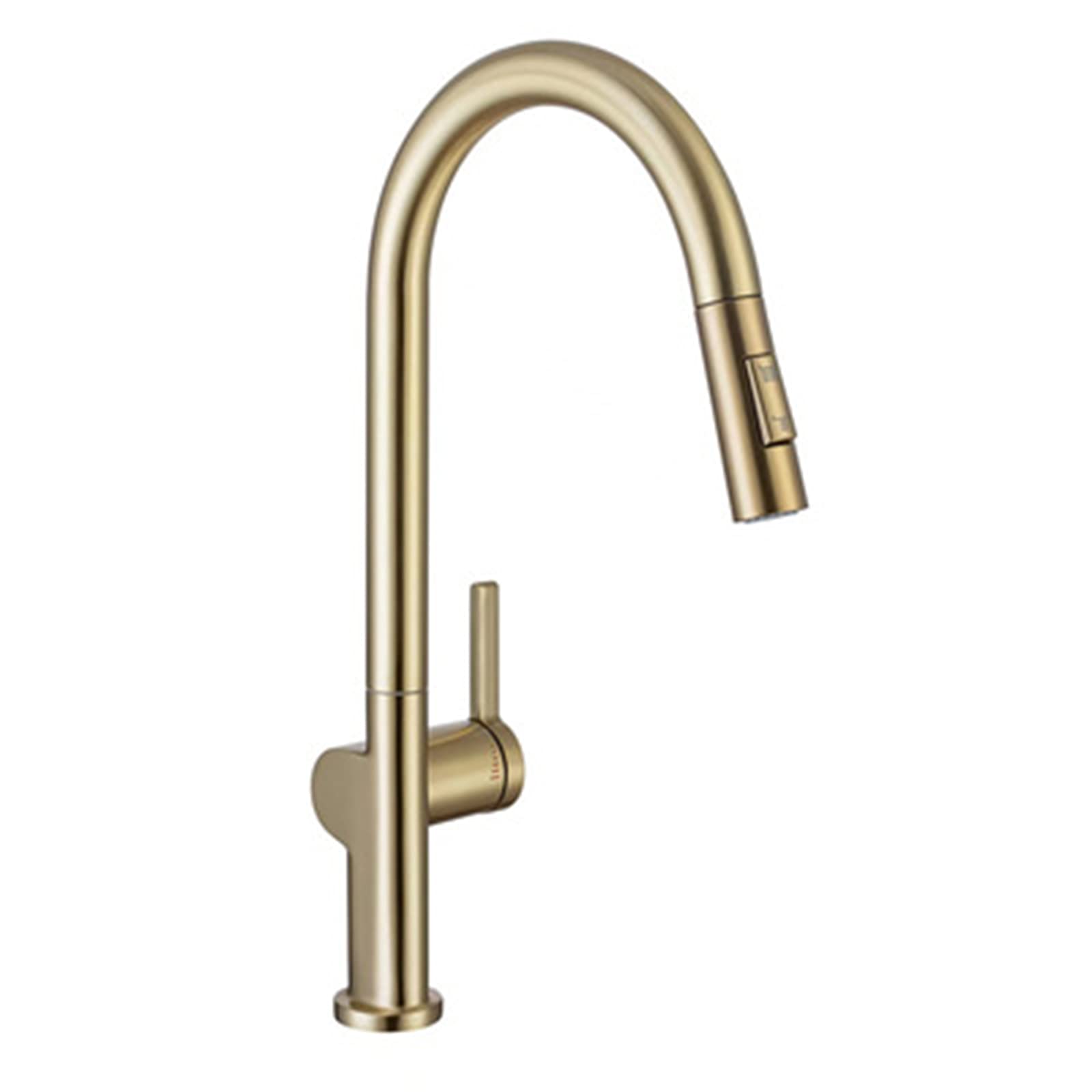 ZQFHSX Kitchen Faucet, Faucet with Pull Down Sprayer Brass Single Handle Out Faucets Pull-Out Hot and Cold Sink Faucet,Gun Gray(Brushed Gold)