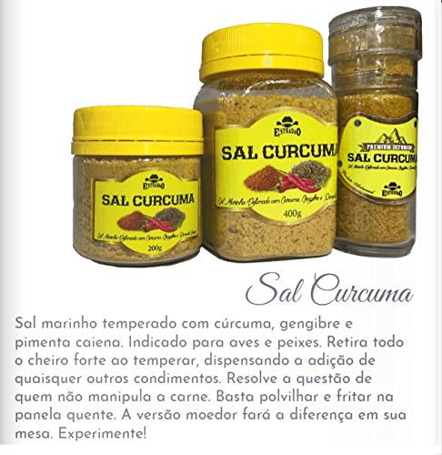 Tempero Mix de Sal Marinho/Cúrcuma/Gengibre e Pimenta Caiena moed...