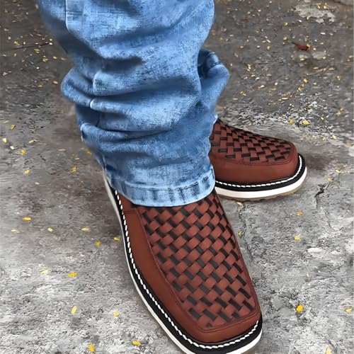 Zenfaze Handcrafted Western Cowboy Boots, Men's Square Toe Leather Petatillo Orthopedic Boot with Double Side Zipper2