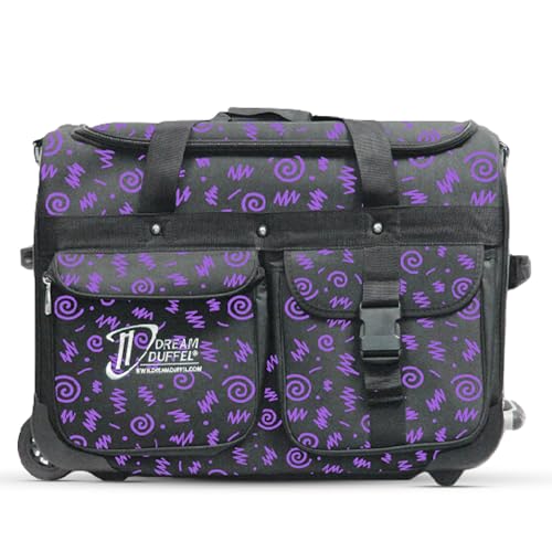 Dream Duffel Small Confetti Bag with Telescoping Garment Rack, USB Port, Insulated Pocket, Folding Stool Pocket, Limited Edition, Purple