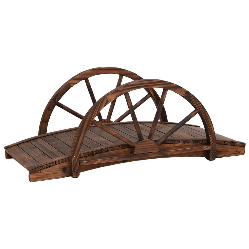 Gartenbrücke mit Rad-Design 99x50x38 cm Massivholz Tanne, Teich Deko, Deko Garten, Teichbrücke, Garden Bridges, Gartendekoration Groß