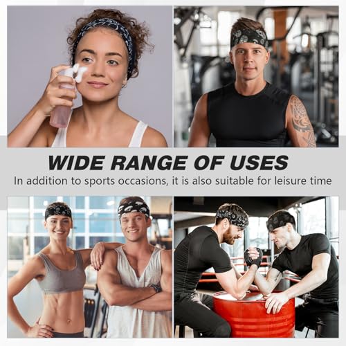 Image of Lyrow 12 Pcs Headbands for Men Running Headband Mens Sweat Bands Headbands for Tennis Athletic Cycling Basketball Yoga Workout Outdoor Sports Gym Jogging Exercise