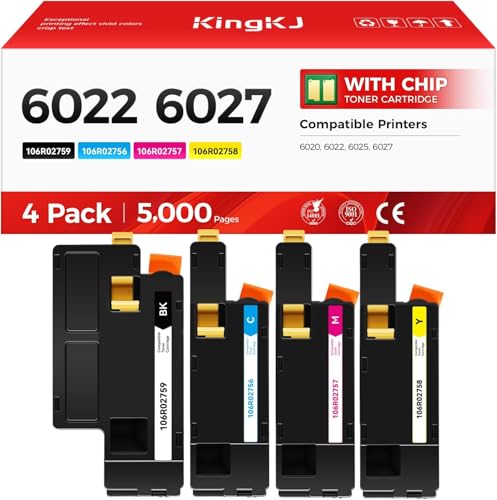 Image of 6022 6027 Toner Cartridge Set 4-Pack High-Yield Replacement for 106R02759 106R02756 106R02757 106R02758 Compatible for Xerox Phaser 6020 6022 WorkCentre 6025 6027 Printer Ink Black Cyan Magenta Yellow