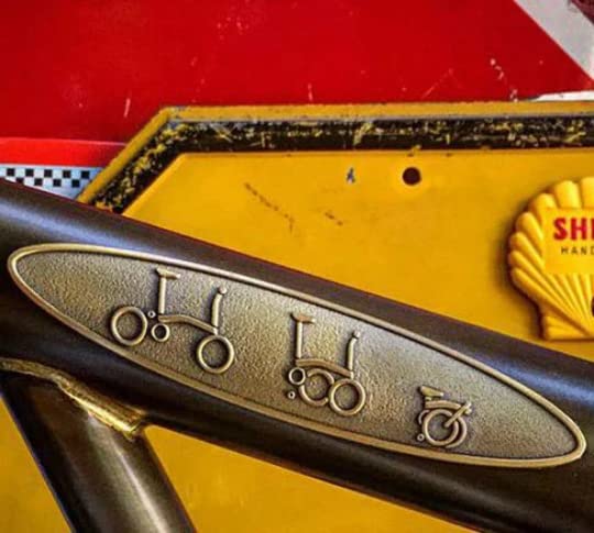 2 x decalcomanie metalliche in rilievo per adesivo metallico Brompton in bronzo laccato grezzo