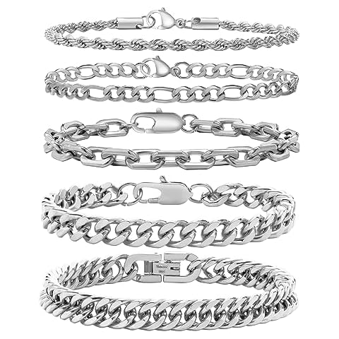 VNOX Silver Chain Bracelets Set Cover