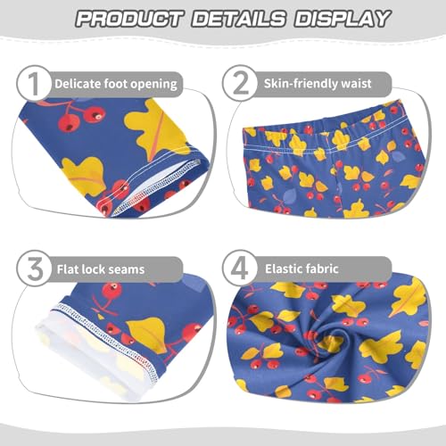 senya Girls Printed Leggings Yoga Pants Yellow Leaf Pattern for Kids in 4t to 10 Years, 4T3