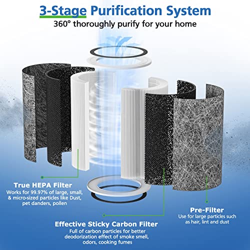 HP302 HP201 Replacement Filter Compatible with Shark HP201 HP302 HP301 HP202 HP232 HC502 AP1000 Air Purifier MAX, H13 True HEPA for 99.97% particles & Dust, Compare Part # HE2FKBAS, HE2FKBASMB, 2 Pack
