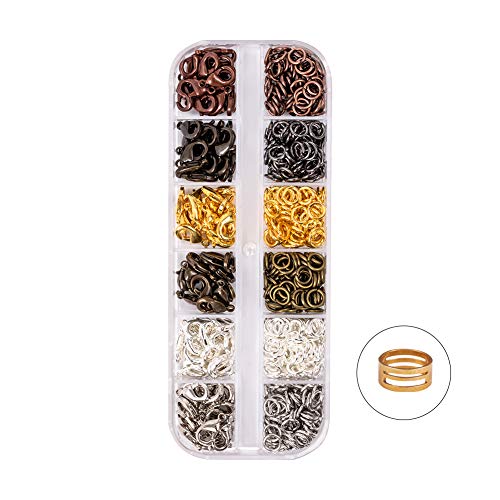 PH PandaHall 6 Colors 120 pcs Lobster Claw Clasps with 540 pcs 6mm Jump Rings for Earring Bracelet Necklace Pendants Jewelry DIY Craft Making