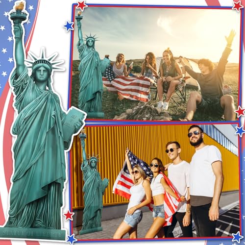 Image of Colingmill 5' H Statue of Liberty Cardboard Stand up Cutout New York Themed Party Decoration 250th Anniversary Life Size Photo Props for 4th of July Patriotic Party Event City Sign Backdrop