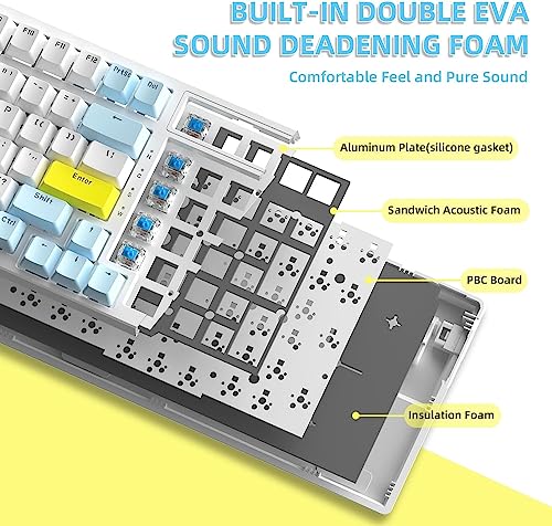Image of Ajazz Mechanical Gaming Keyboard - Hot Swappable, Compact USB Wired with Numeric Pad, 100 Keys Double-Shot ABS Keycaps, N-Key Rollover RGB Custom Keyboard for PC Mac (MX Blue)