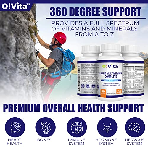 O!Vita Liquid Multivitamin Complete, With A Full Spectrum Of Vitamins And Minerals, Plus 42 Fruits And Vegetable Proprietary Blend, Easy Absorption (60 Vegan Liquid Filled Capsules) #TOP1