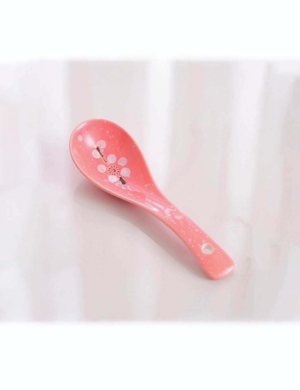 Cuillère à soupe créative en céramique rouge petite cuillère à riz
