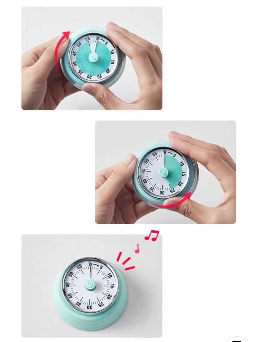 Timer, Küchentimer, Countdown-Uhr, magnetischer digitaler Küchen-Timer, manueller Countdown-Küchentimer, Countdown-Wecker, mechanischer Kochtimer (Farbe: Blau) (Farbe: Rot)