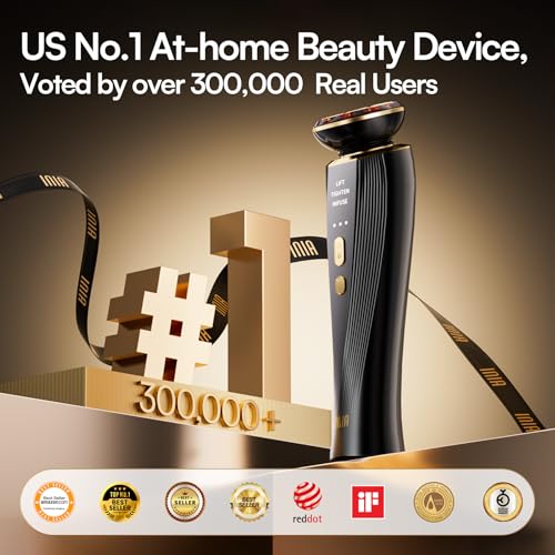 Image of INIA 3-in-1 Red Light Therapy for Face and Neck Beauty Device for Puffiness & Skin Firming Skincare Tool (Black)