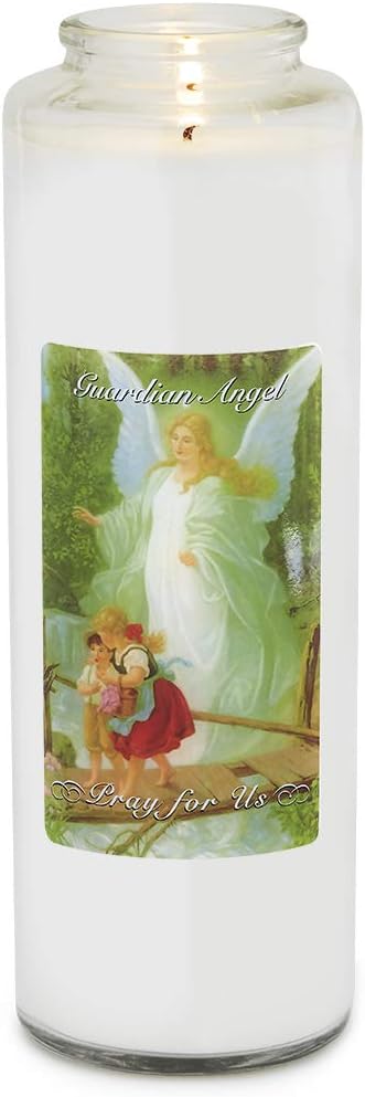 7-Day Clear Glass Devotional Prayer Candle, Guardian Angel