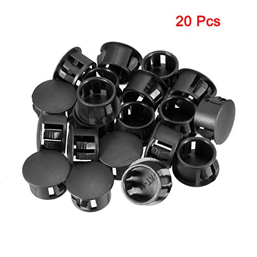 Image of uxcell Hold Plugs,20pcs 14mm x 10.4mm Black Nylon Round Snap Locking Panel Hole Cover