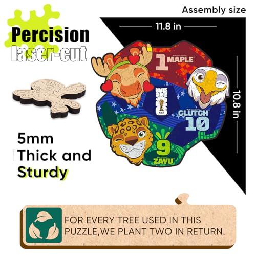 Image of FIFA World Cup 2026 Mascot Wooden Jigsaw Puzzle, 150 Pieces Unique-Shape Collector's Set (Clutch, Maple & Zayu) Official Merchandise - Fun for Kids & Adults, Ideal Soccer Fan Gift, 11.8 x 10.8 Inch