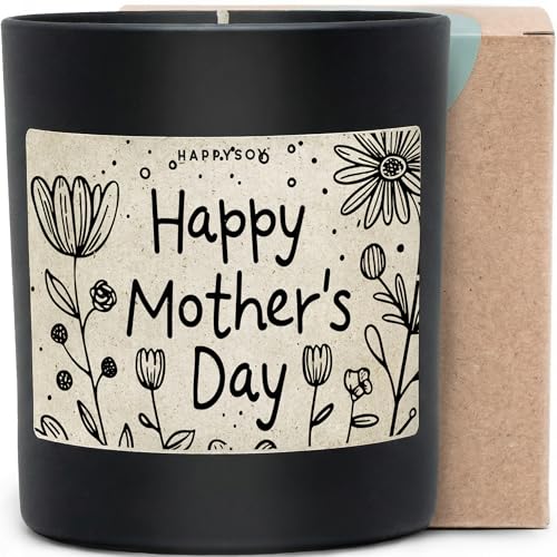 Happy Mother's Day - Duftkerze mit Spruch als Geschenk zum Muttertag für Mama, liebevolle Geschenkidee mit blumigem Duft, Kerze im Glas