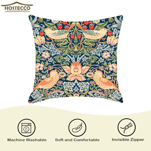 HOSTECCO Kissenbezug 45x45 Mit Blumenmuster 4er Set Kissenbezüge mit William Morris Muster Doppelseitig Bedruckt Dekorative Kissenbezüge