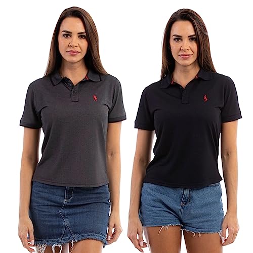 kit 2 Camisa Polo Feminina em Viscose Manga Curta Conforto Casual