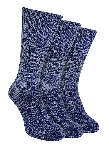 Sock Snob 3 Pack 100% Wool Socks Mens Warm Boot Socks for Hiking (7-12, Blue)