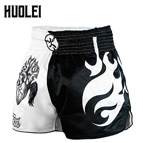 image for HUOLEI Muay Thai Shorts for Men and Women, High Grade MMA Gym Boxing K