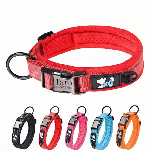 Set di collare e guinzaglio per cani personalizzati con incisione personalizzata, imbottitura morbida, resistente, regolabile per cani di taglia piccola, media e grande, accessori per animali alla