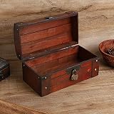 Yechiry Caja de Almacenamiento de Madera Vintage, Caja de Colección de Artesanía Retro Hecha a Mano para Joyería, Diseño Exquisito, Perfecta para Organizar Artículos Pequeños (cerradura de