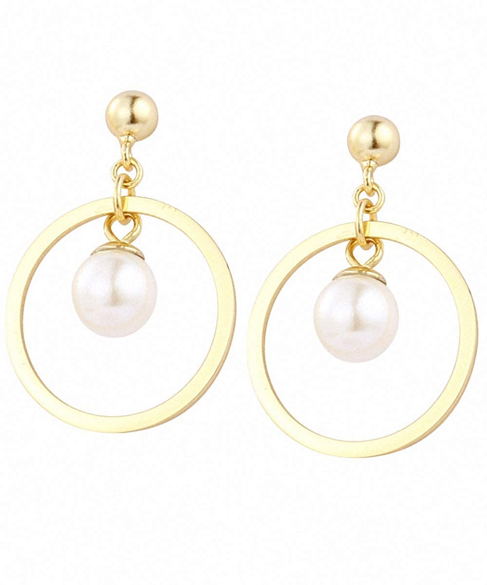 S925 pendientes de plata de ley moda creativa dorada colgante redondo corriente Supo Pendientes con incrustaciones de concha marina natural pendientes de perlas personalidad temperamento niña joyería