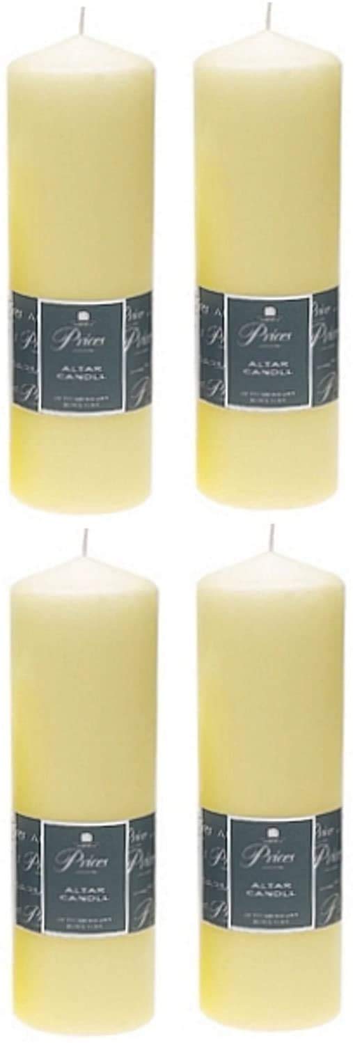3 x 4 x Ivory Altar Candle 250mm X 80mm 125 Hours Burn Time